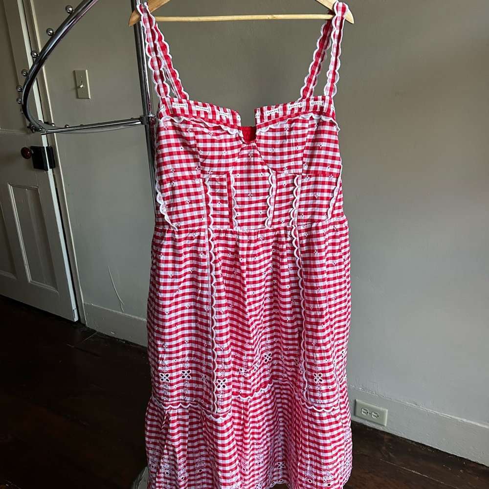 Anthropologie Sleeveless Sweetheart Gingham Midi Dress